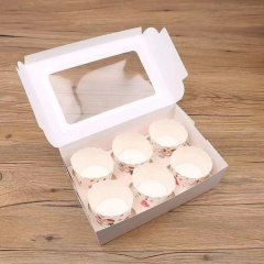 2/4/6/12 Cups White Paper Muffin clear plastic cupcake boxes/kraft box