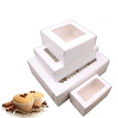 2/4/6/12 Cups White Paper Muffin clear plastic cupcake boxes/kraft box