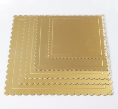 Kinds of size paperboard golden big size scalloped foil cake board for wedding