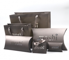 Luxury Silver Stamping Pillow Shaped Gift Box and Paper gift Bag