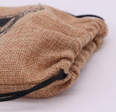 Personalized with your logo print any color custom Jute burlap drawstring jewelry bag packaging chic drawstring pouch