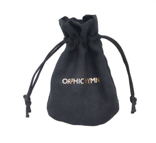 Round Suede pouch velvet jewelry drawstring bag with hot foil gold logo