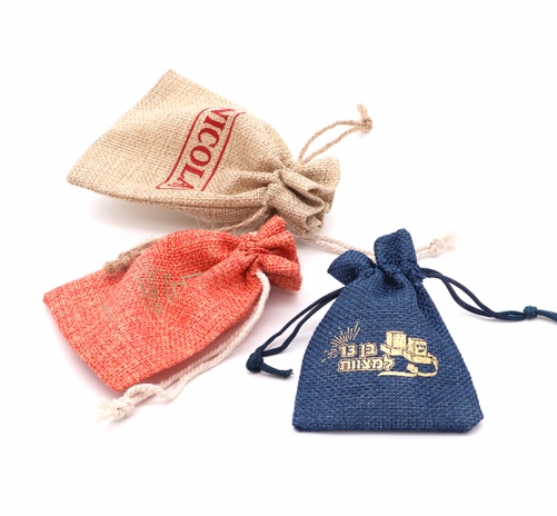 Promotional Jute Pouches , drawstring Jute Bag for Jewelry packing