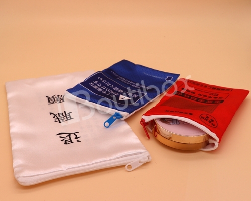 satin material zipper pouches for gift
