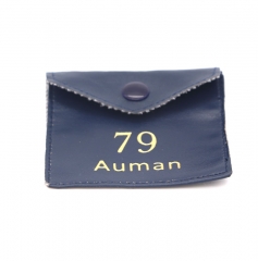 custom blue PU leather pouch bag with snap button