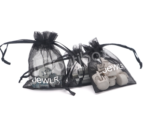 pack of 50 black sheer organza drawstring pouch candy favor bags