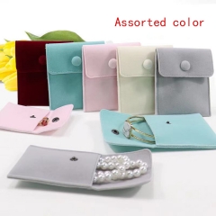 Custom small envelope flap velvet jewelry pouch packaging gift bag with button