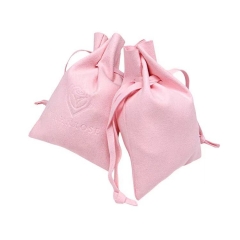 embossed logo pink suede pouch bag