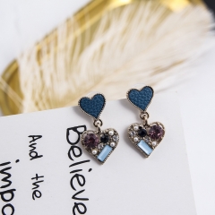 Luxury Heart Earrings with Glass Diamonds and Rhinestone