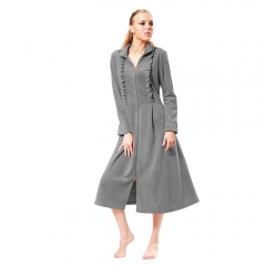 RAIKOU Ladies Luxury Soft Micro Fleece Zip Front Cosy Pastel Elegant Bath Robe Dressing Gown Nightwear Loungewear Housecoat