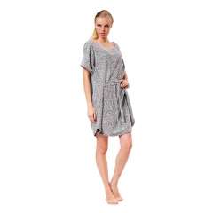 RAIKOU Damen weites Oversized-kleid/Tunika mit Gürtel kurzen Ärmeln feminine Looks trendiges Homewear Kleid