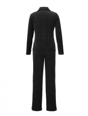 DESEN women's velor velor leisure suit, fitness suit, house suit, jogging suit, velor suit with zipper and rhinestones