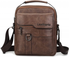 Men's Shoulder Bag Small PU Leather Shoulder Bag with Handle Handbag Men's Bag Large Capacity Wrist Bag for Daily Leisure Work Coffee