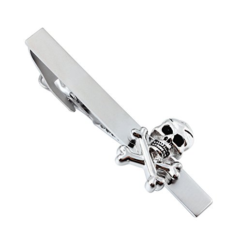 HAWSON Cool Human Skeleton Silver Tie Bar Clip for Man Necktie Accessories