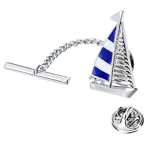 Blue Tie Clip Tie Tack with Clucth Back Wedding Party Accessories - Sailing Boat Shape