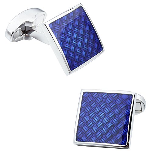 HAWSON Custom Square Man Shirt Enamel Cufflinks for Wedding Business Accessories Blue