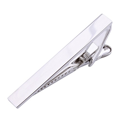 2 Inch Trendy Slide Clasp Tie Bar Clips Pin For Men Necktie Accessories With Gift Box - Brushed Silver Color