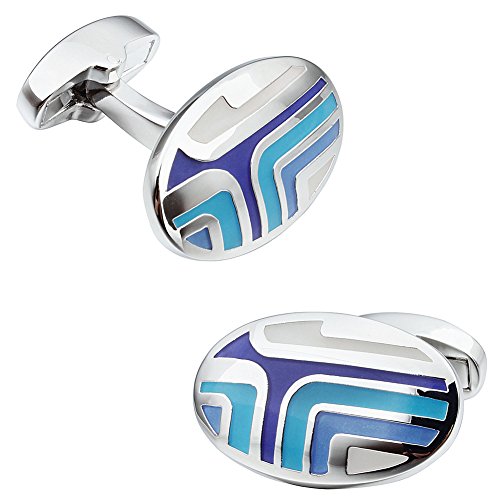 HAWSON Custom Oval Colorful Enamel Man Shirt Cufflinks for Wedding Business Jewelry