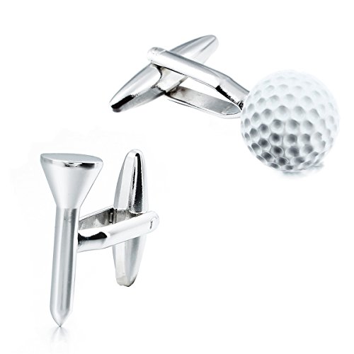 Stainless Steel Silver Golf Cufflinks for Men - Sport Cufflinks Shirt Accessories