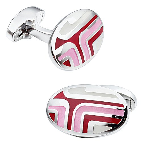 HAWSON Custom Oval Colorful Enamel Man Shirt Cufflinks for Wedding Business Jewelry