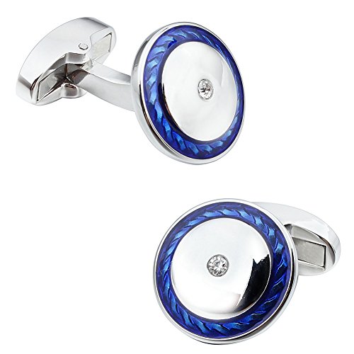 HAWSON Custom Center Imitation Crystal Man Shirt Cufflinks for Wedding Business Accessories