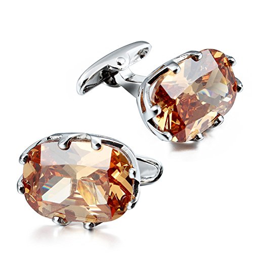 HAWSON Luxury Champagne Zircon Man Shirt Cuff Links For Party Jewelry(Dark Champagne)