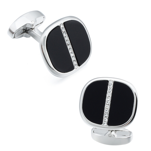 HAWSON Graceful White Shell Black Stone Imitation Crystal Cufflinks