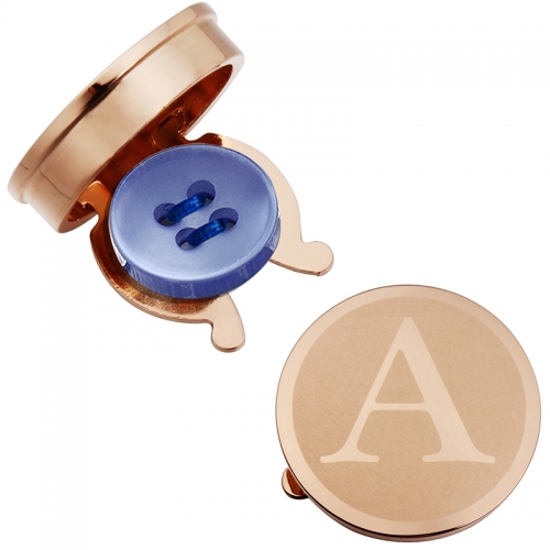 HAWSON Rose Gold Letter Button Cover Cufflinks for Men Initial and Impressing Alphabet A-Z - Best Choice for Wedding Gift