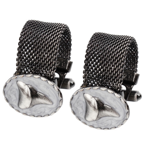 HAWSON Garment Accessories/Ornament Anti-Silver Plated Black Enamel Inlaid Chain Cufflinks for Shirts