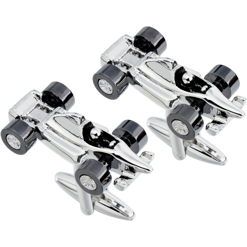 HAWSON Rhodium Plated F1 Racing Car Cufflinks for French Cuffs/Shirts Garment Accessories/Ornament Gift/Present for Men