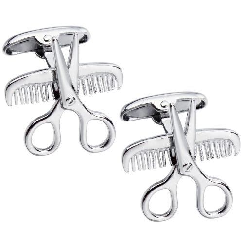 HAWSON Metal Cufflinks Comb&Scissor Crown for French Cuffs/Shirts Garment Accessories/Ornament Gift/Present for Men