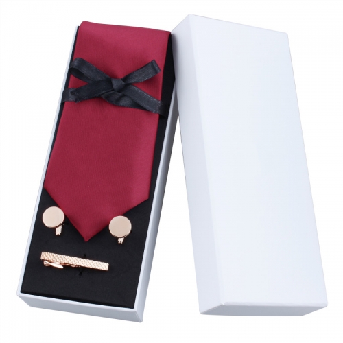 HAWSON 3-Piece Tie Set with Necktie 3 inch Tie-clip 1.9 inch and 15 mm Cuff-links for Men