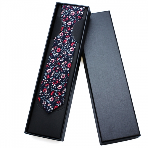 Skinny-Floral Ties for Men's Slim Cotton Neckties Men Tie with a Gift Box - HAWSON