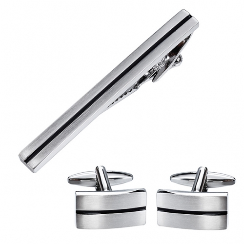 Luxury Mens Cufflinks and Tie Clip Set For Interview, Groom, Wedding - HAWSON