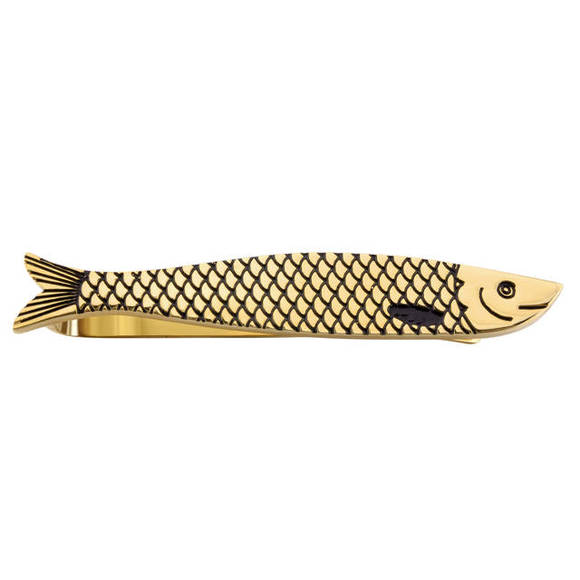 2 Fish Tie Bar Clip for Men - Polished Golden