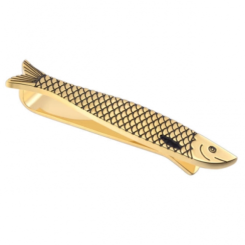 2" Fish Tie Bar Clip for Men - Polished Golden