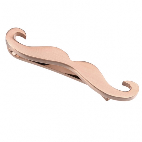 2 Inch Mens Moustache Tie Bar Clip for Necktie Accessory - Brushed Rose Golden