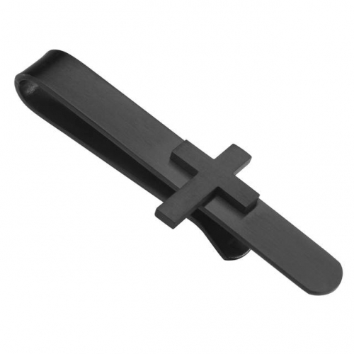 2 Inch Stainless Steel Cross Tie Bar for Men's Present - Brushed Black Color