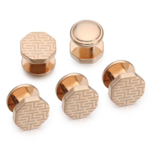 5 pcs Tuxedo Shirt Studs for Men - Rose Golden