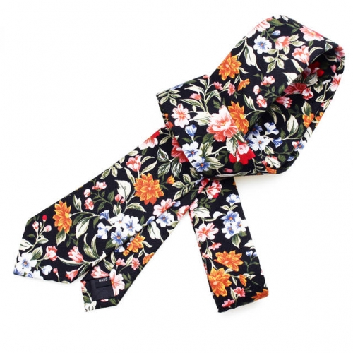 Black Floral Necktie for Men
