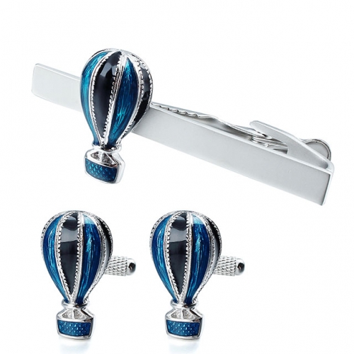 Jewelry Personalize Design Balloon Mens Cuff Links and Tie Clip Set Enamel for Men Shirt - HAWSON