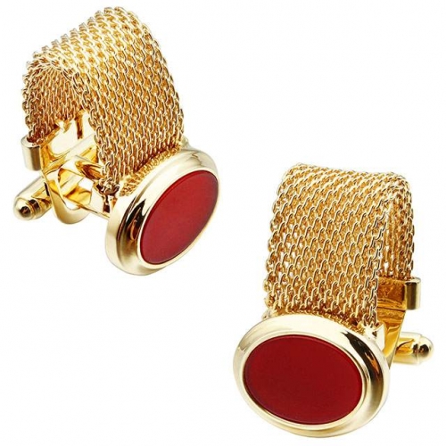 Gold Plating & Onyx Cufflinks for Men, Fathers, Formal Outfit - HAWSON