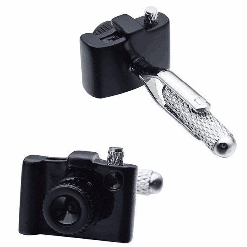 Black Camera Pattern Cufflinks and Studs for Shirt Buttons - HAWSON