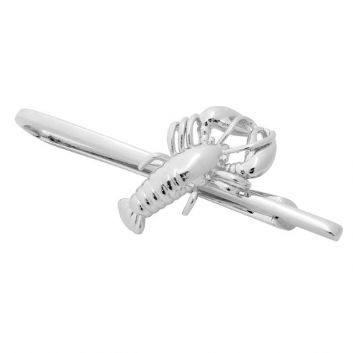 2 Inch Silver Toned Lobster Tie Bar Clips for Men