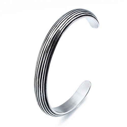 Stainless Steel Cuff bracelet, Stripe Open Bangle for Women