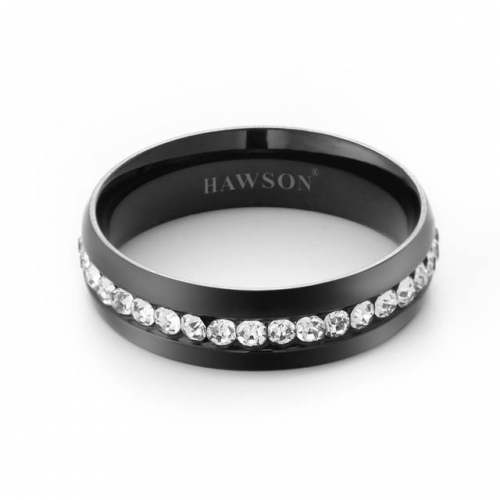 Crystal Tie Ring for Men Business Wedding Party-Black Color