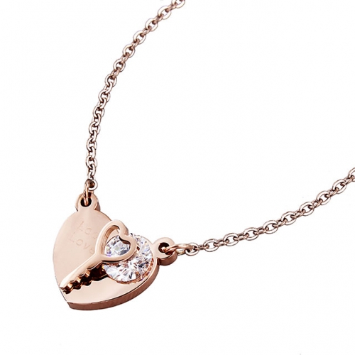 HAWSON Rose Gold Key and Heart Necklace