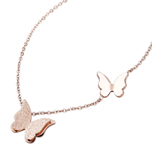 Elegant Rose Gold Butterfly Necklace for Women