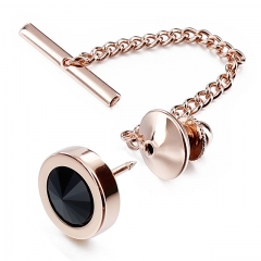 Imitation Crystal Tie Tack with Chain - HAWSON