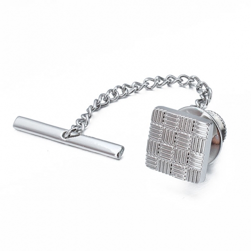 HAWSON Men's Square Tie Tack with Chains Check Tie Clip Button